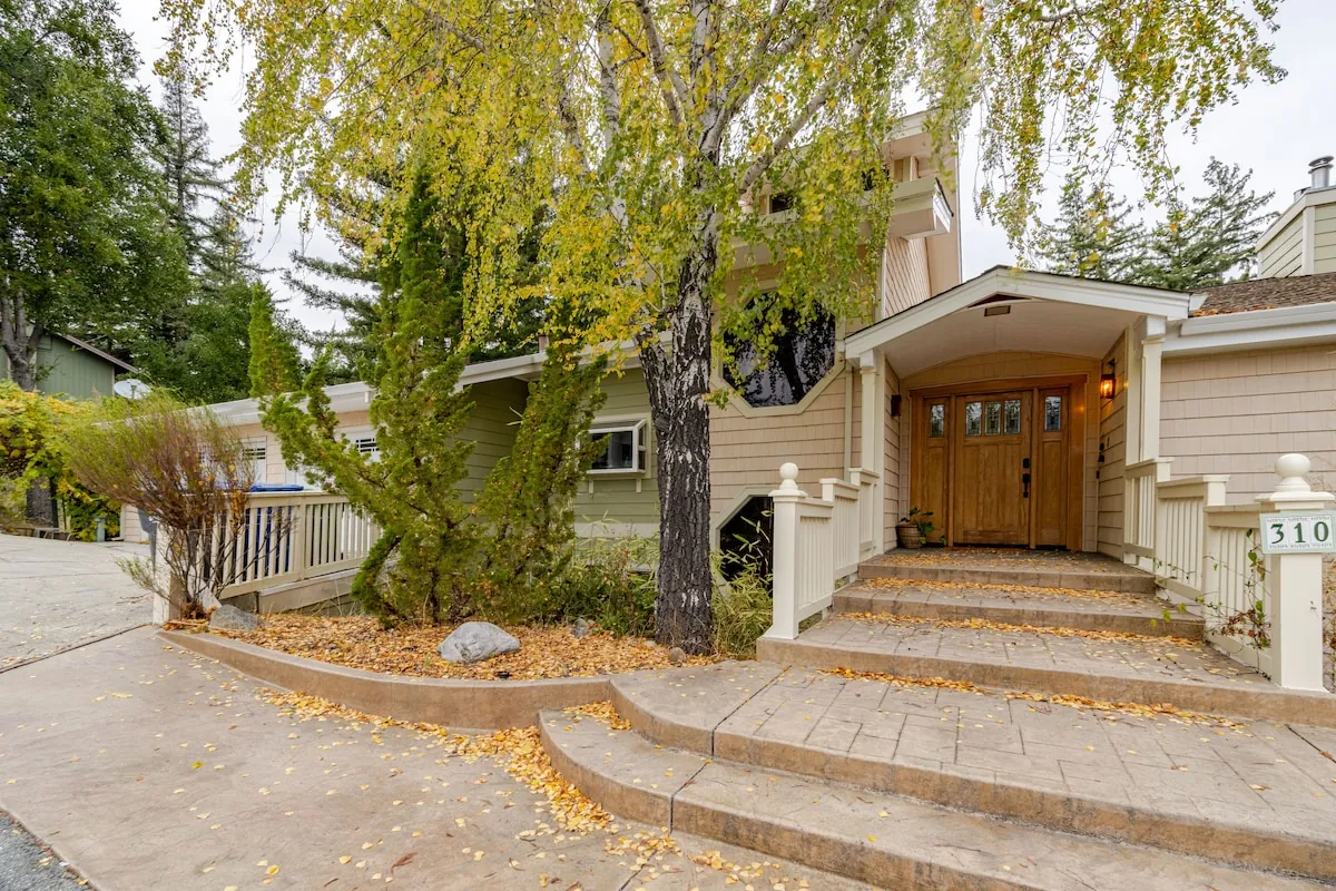 Guest bedroom with forest view